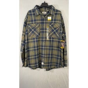 eddie bauer workwear foreman fit Flannel Stain Resistant Size 2XL Blue Plaid NEW